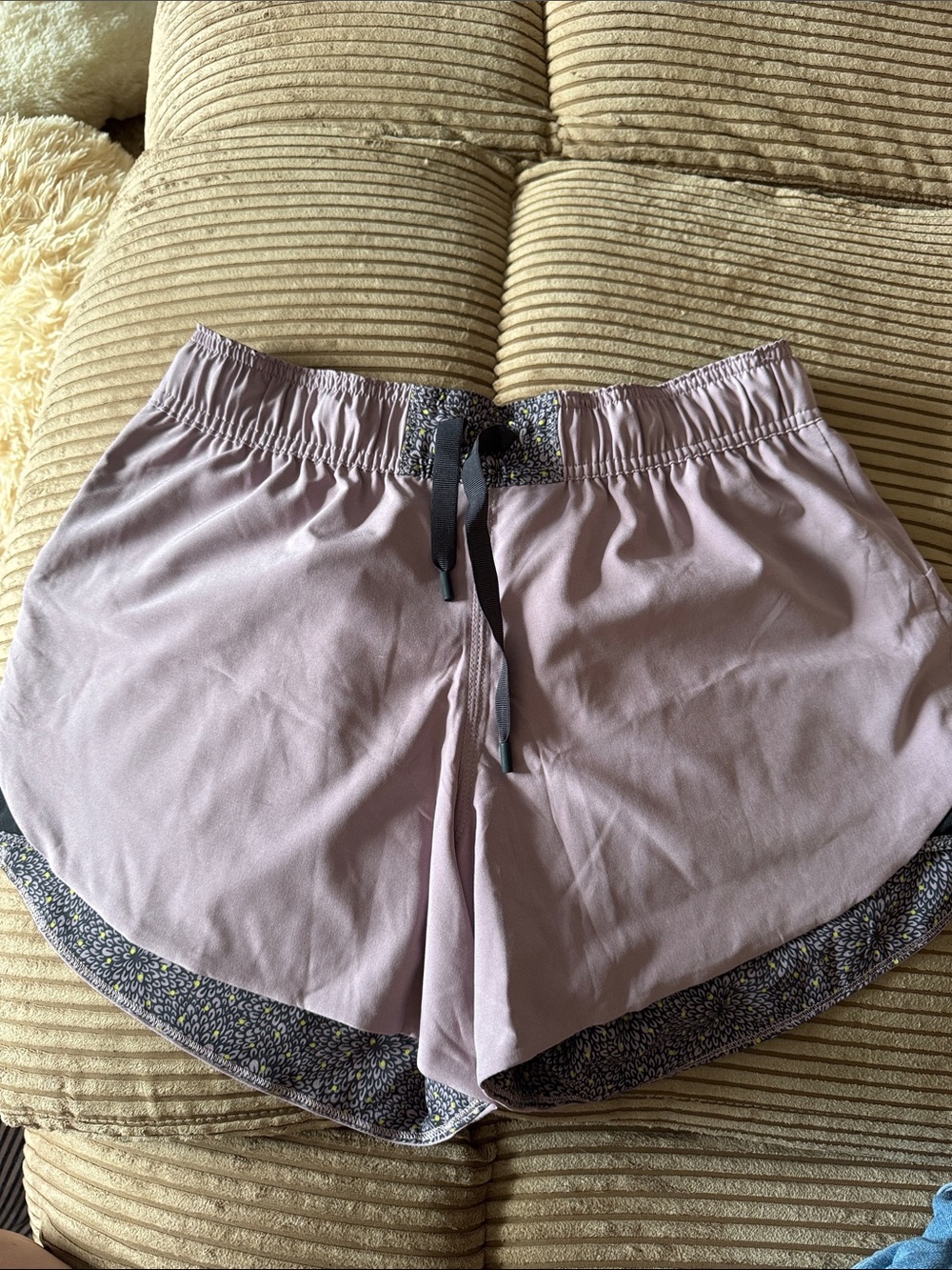 lululemon reversible athletic Lavender Running Shorts with Floral Trim